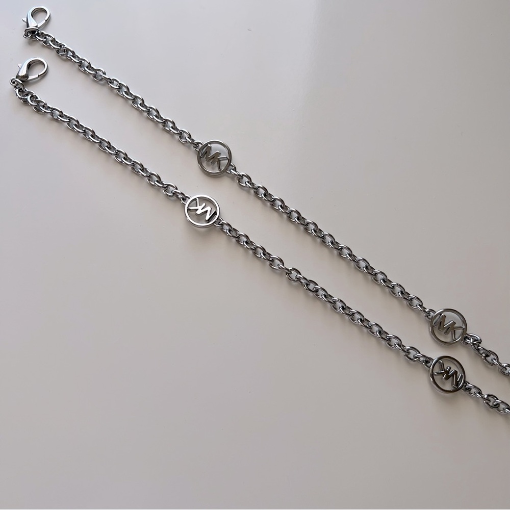 Michael Kors Logo Silver Toned Chain Strap